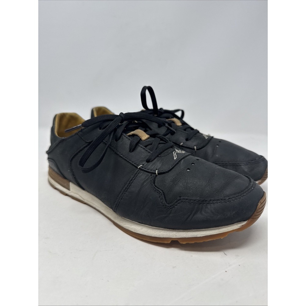 OluKai Huaka'i Li Waxed Nubuck Black Leather Sneakers Mens Size 9 Fast Shipping